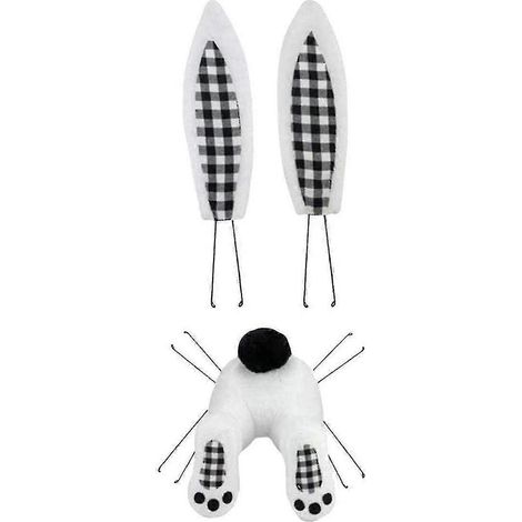 Décoration de lapin sans visage pour une fête de Pâques, thème du festival de Pâques, motif à carreaux noirs et blancs (1/4)
