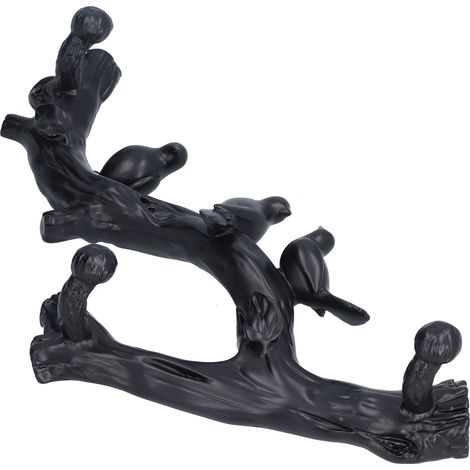 Crochet Décoratif Oiseau Noir en Forme de Branche, Accessoire de Décoration Murale Tridimensionnel (29,5 cm)