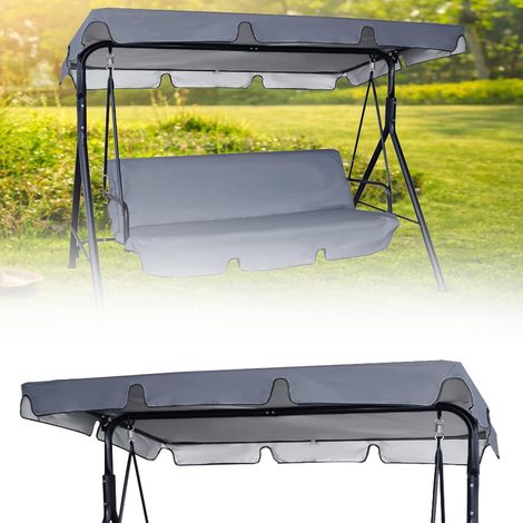 Telo di ricambio per altalena da giardino, impermeabile e resistente ai raggi UV, telo di ricambio per altalena Hollywood - Telo parasole - Copertura per altalena da giardino (grigio, 195 x 125 x 15 c (1/3)