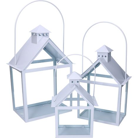 Set 3 Lanterna in metallo bianco (1/2)