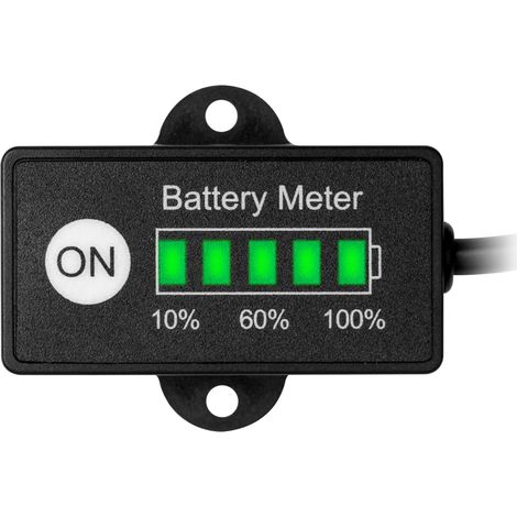 Golfette jauge batterie LiFePO4, 12 V/24 V contrôleur LED panneau compatible LFP lithium fer phosphate, lecture après coupure des chargeurs et fortes charges, boîtier IP65 (1/5)