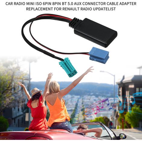 Zoternen Adaptateur de câble auxiliaire pour autoradio Mini ISO 6 broches 8 broches BT 5.0 pour Renault (mise à jour) (1/5)