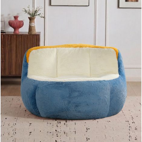 Sillón puff gigante multicolor de tela, relleno de espuma triturada, 106 x 110 x 77 cm DESVIAE (1/5)