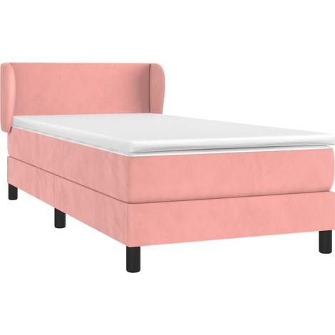 Box Spring Bed with Mattress Pink 80x200 cm Velvet vidaXL (1/4)