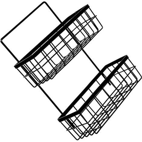 Cesta de hierro de doble capa – sin clavos – negra – cocina/baño – ahorra espacio