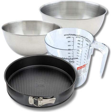 Set pâtisserie avec moule à manqué de 26 cm, 2 bols à mixer, verre mesureur et spatule Zenker (1/5)