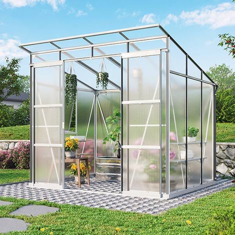 Serre de jardin en polycarbonate 6 mm Playa, Long 1.92 m, Couleur Noir