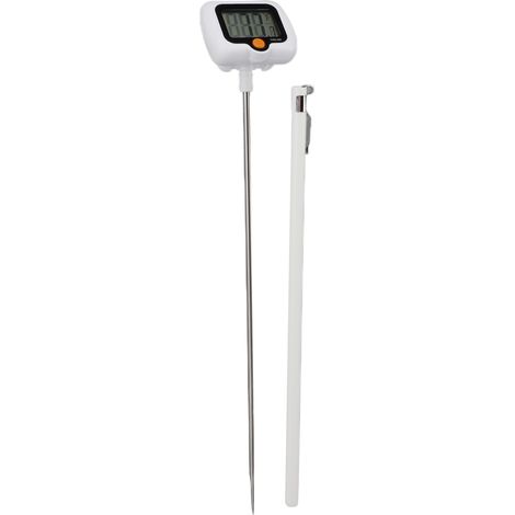 Thermomètre numérique de cuisson avec clip de casserole en acier inoxydable, sonde rotative à 180° pour friture, barbecue et grillade, blanc (1/5)