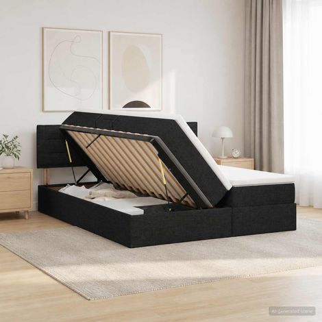 vidaXL Lit de Rangement avec tête de lit 2 pc Noir Cuir synthétique (1/5)