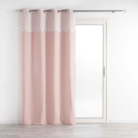 Paris Prix – Rideau à œillets imprimé 'Art Chic' 140x240cm – Coton rose – 8 œillets – Décoration moderne pour intérieur (1/5)