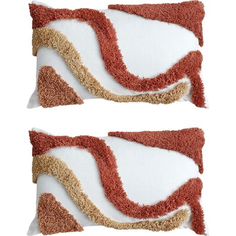Ensemble de 2 housses de coussin lombaire de style rustique, idéales pour le canapé et le salon. (1/4)