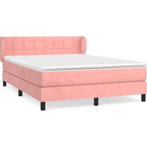 Maison Exclusive - Sommier à lattes de lit avec matelas Rose 140x190 cm Velours (1/5)