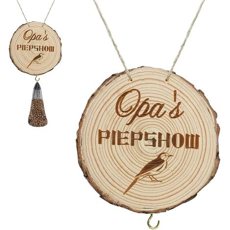 Bird Fat Ball Dispenser, Outdoor Bird Fat Ball Holder, Wooden Bird Feeder, for Garden and Balcony (1/5)