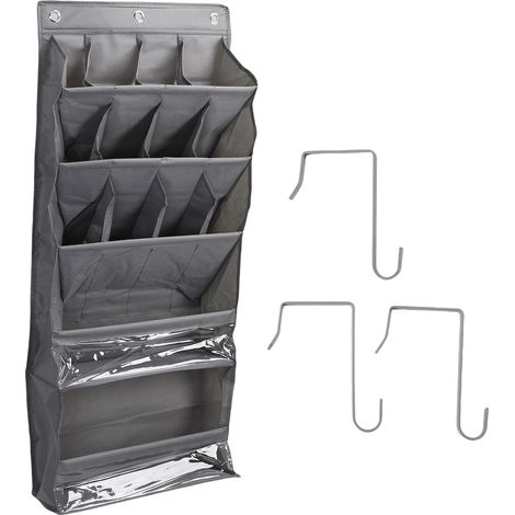 Organisateur de Chaussures Porte Gris Oxford 600D 24 Poches Respirant Gain de Place Suspension Facile pour Placard Entrée (1/5)