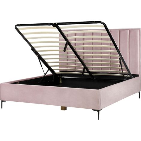 Ottoman Bed Velvet SEZANNE 180 x 200 cm (EU Super King) Pink