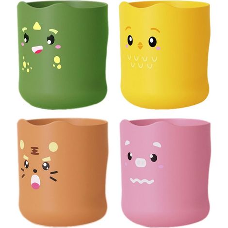 Lot de 4 gobelets incassables pour brosses à dents, 300 ml, adorables accessoires de salle de bain pour enfants. (1/5)
