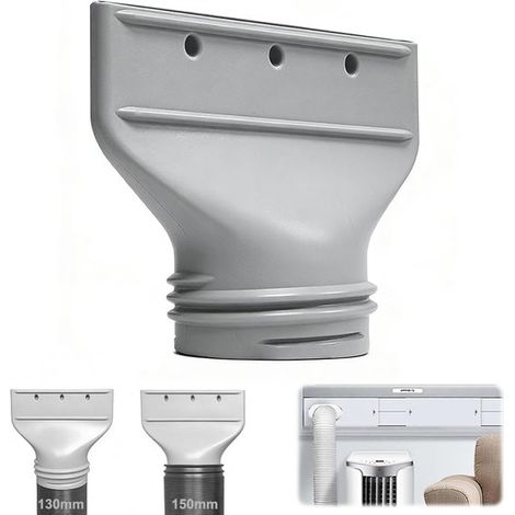 Raccord plat pour tuyau d'évacuation de climatiseur mobile - Pour Ø 13-15 cm - Embout plat - Tuyau d'évacuation d'air - Pour conduit d'évacuation, hotte aspirante, climatisation PVC, rallonge de tuyau (1/5)