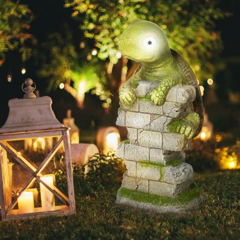 Figurine de jardin « Petite Tortue », décoration de jardin, résistante aux intempéries, avec éclairage solaire inclus