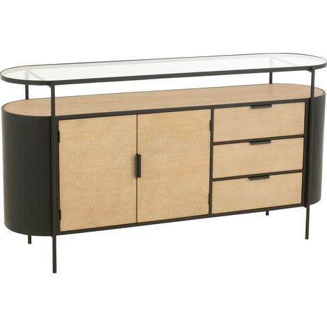 Buffet en métal naturel noir design élégant pour salon moderne - Bois naturel et noir profond (1/5)