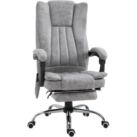 Sedia Poltrona Presidenziale da Ufficio 62x67x113-120 cm Massaggiante Riscaldante Grigia (1/5)