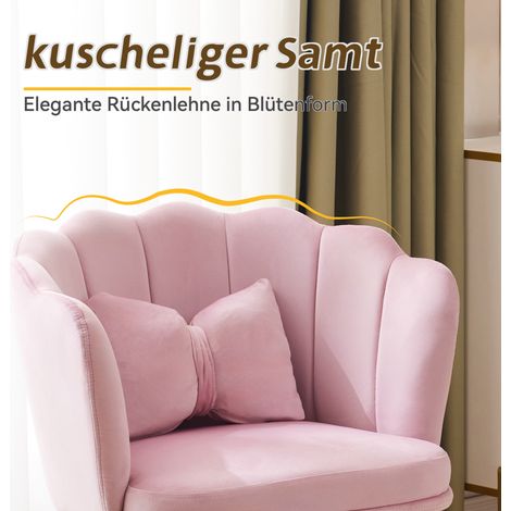 Lot de 2 chaises modernes en velours pour salon, salle de bain, rembourrées à dossier pétale, pieds métalliques dorés et coussin papillon pour chambre et salle à manger (1/5)