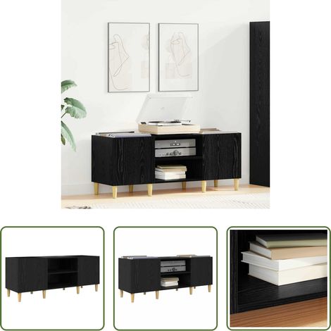 vidaXL Rangement musique - Meuble à vinyles Chêne noir 121 x 38 x 48 cm Bois d'ingénierie (1/5)