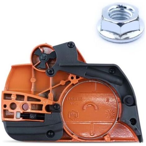 LinDuxe Couvercle latéral d'embrayage de frein de chaîne pour tronçonneuse Husqvarna 445 450 Pièces de rechange 544097901 544097902 (1/4)