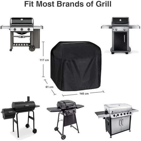 Housse de barbecue, housse de barbecue à gaz, bâche de protection durable 210D Oxford pour barbecue, convient pour Weber, Brinkmann, Char Broil, etc., résistante aux UV, à l'eau et aux déchirures (145 (1/4)
