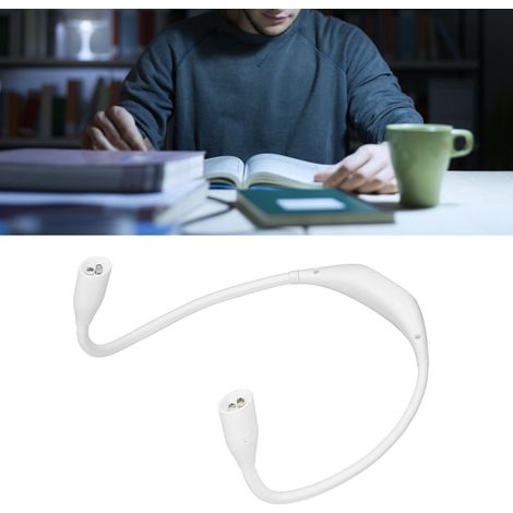 Wiederaufladbare LED-Nackenleuchte mit USB-Anschluss und Knopf, augenschonendes Leselicht für Schüler, Nackenleselampe, ideal zum Laufen/für Outdoor-Sportarten bei Nacht (weiß) (1/5)