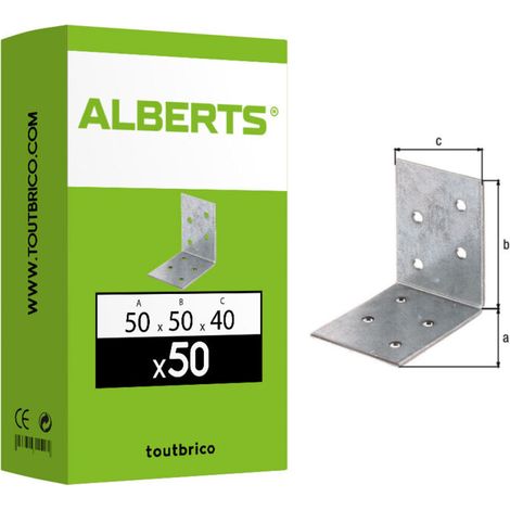 Équerres de fixation 50x50x40 mm – Acier brut galvanisé Sendzimir – Lot de 50 équerres pour assemblages robustes – (1/4)