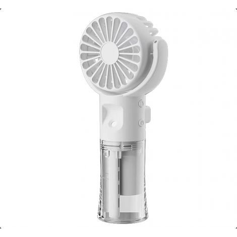 Mini-Ventilator mit 4 Geschwindigkeitsstufen und Wassernebelfunktion, USB-aufladbar, kleiner, leichter Ventilator zur Kühlung in Innenräumen, Schule, auf Reisen, beim Camping und zum Schminken (Weiß) (1/5)
