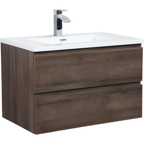 Badezimmer Badmöbel-Set Angela 80cm - Braun eiche - Unterschrank