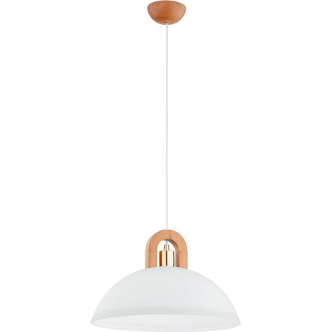 Suspension bois verre blanc or Ø30 E27 15W Migot Alfa (1/3)