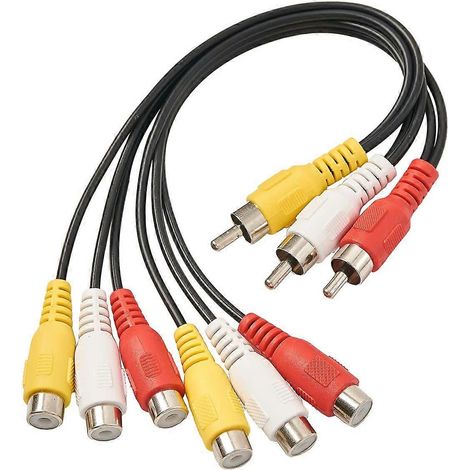 Câble adaptateur audio/vidéo AV, répartiteur audio/vidéo 3 RCA mâle vers 6 RCA femelle, câble de sortie adaptateur de répartiteur vidéo composite (1/2)