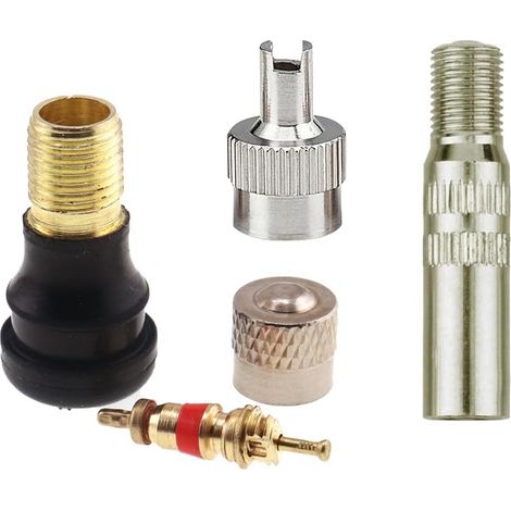 6pcs Tubeless Valve with Inflator Tip for Electric Scooter, 39mm Metal Extender, 2 Gold Copper Caps and 1 Silver Valve, Replacement Accessories (1/5)