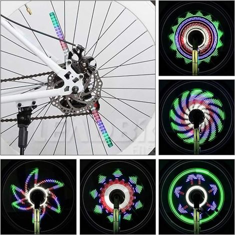 LED Bike Wheel Light, 64 LED 30 Different Images Waterproof Bicycle Wheel Light for DIY Bike Tire Above 24"
