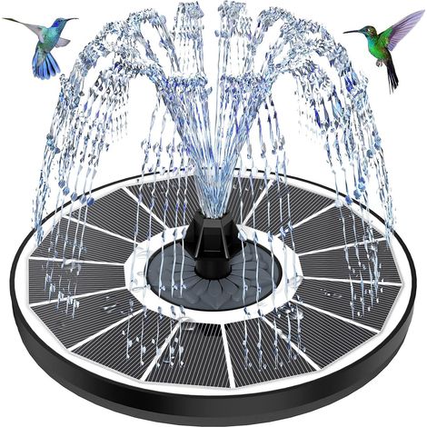 1 Fontaine Solaire, Panneau Verre, 8 Buses, 4 Tiges, Pour Étang, Jardin (1/5)
