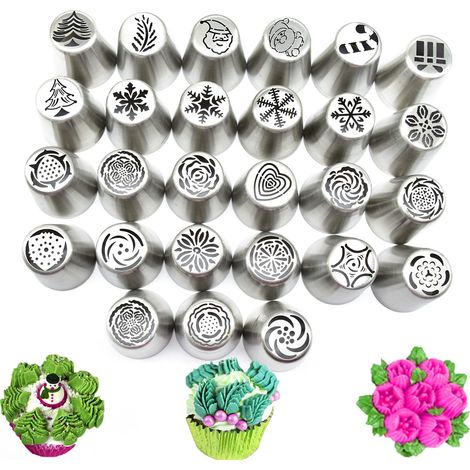 1 Douille russe, Acier inoxydable, Formes spéciales, Compatible poche standard, Décoration gâteau mariage (1/5)