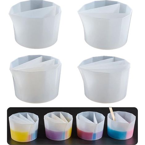 Juego de 4 piezas de vasos para fundición de resina: vasos de silicona adecuados para moldes de arcilla，4 piezas，silicona (1/5)