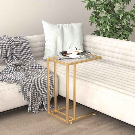 Table d'appoint ordinateur-Table basse-Table Salon Transparent 50x35x65 cm Verre trempé 782538 (1/5)