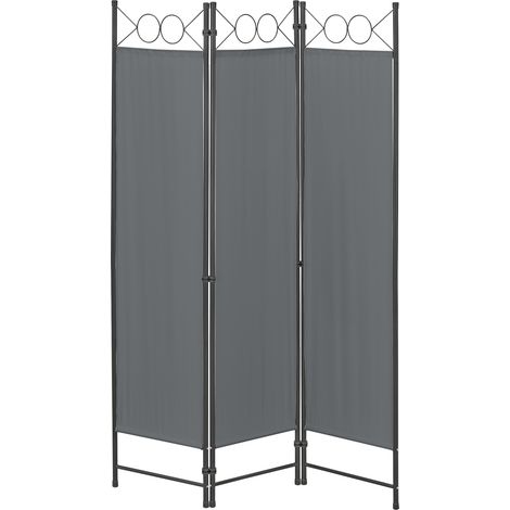 Raumteiler Saragossa 3-teilig 120x171 cm Dunkelgrau en.casa