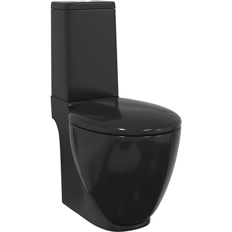 Toilette en céramique écoulement d'eau à l'arrière noir