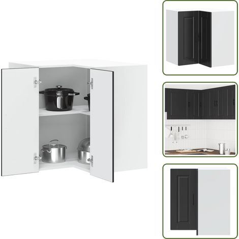 Cucina - vidaXL Pensile da Cucina ad Angolo Porto Nero in Legno Multistrato - Mobile da parete