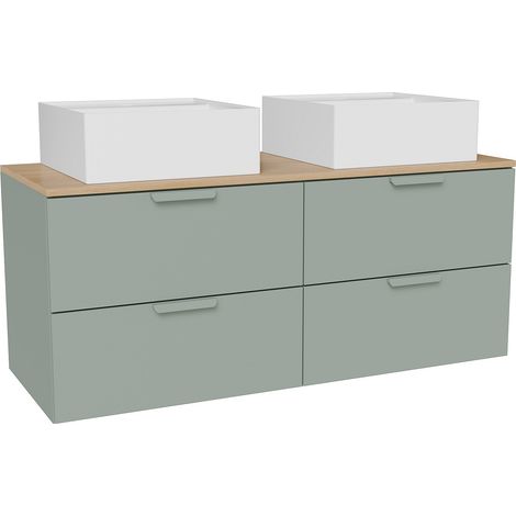 Mobile bagno sospeso con lavabo da appoggio quadrato Verde acqua L120 cm - AVORELI (1/4)