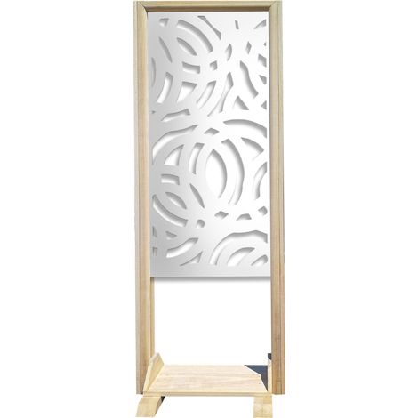 CERCHI LARGE - Paravent modulable - 70x190 cm - en bois et PVC - Couleur : blanc