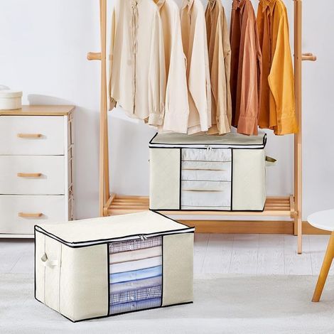 Kleideraufbewahrungsbox - 4-teilig, beige Kleideraufbewahrungsbox 60x40x35cm - 4 Fächer (1/4)