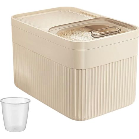 Boîte de rangement hermétique pour riz, anti-poussière et hermétique avec tasse à mesurer, conteneurs de riz pour céréales, aliments pour animaux domestiques, farine, collations (1/5)