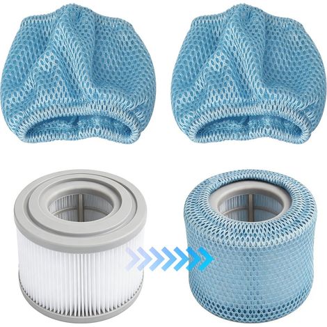 Lot de 2 filets de protection - Compatibles avec les filtres de spa - Compatibles avec les filtres plissés Mspa 90 - Accessoires pour spas - Grille de filtration - Filtre de piscine - Lavable - Convie (1/5)