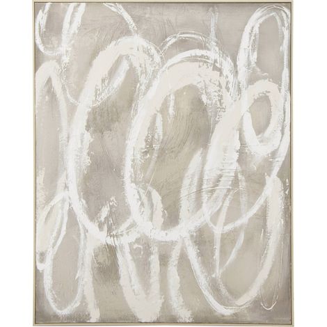 Tableau abstrait écru sur toile encadrée - blanc et écru (1/4)