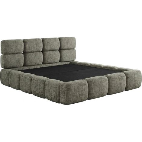 Lit coffre en velours chine vert olive 140x190 cm bubble (1/5)